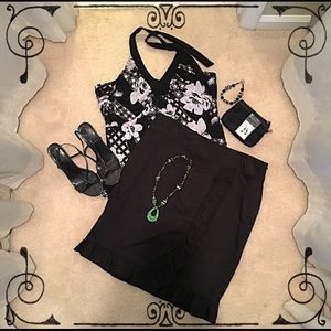 Floral B&W Halter Top